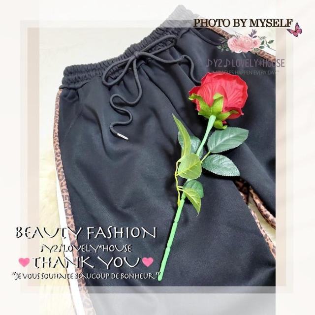 〜3L4L*BACKレオパード切替3本線裏起毛スウェットパンツ* < 女性ファッション 〜3L4L*BACKレオパード切替3本線裏起毛スウェットパンツ* < 女性ファッションの