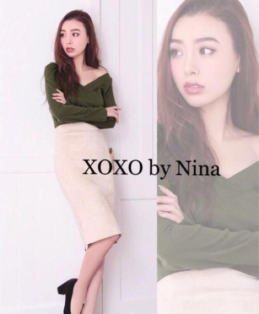 限定SALEセール●デコルテ綺麗【新品】2wey長袖 Vネックカットソー●カーキ 緑グリーン●XOXO < ブランド  限定SALEセール●デコルテ綺麗【新品】2wey長袖 Vネックカットソー●カーキ 緑グリーン●XOXO  < ブランドの