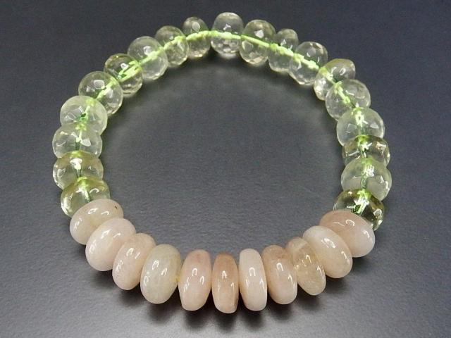 一点物オシャレブレスレット天然石レモンクォーツモルガナイトボタン < 女性アクセサリー/時計  一点物オシャレブレスレット天然石レモンクォーツモルガナイトボタン  < 女性アクセサリー/時計の