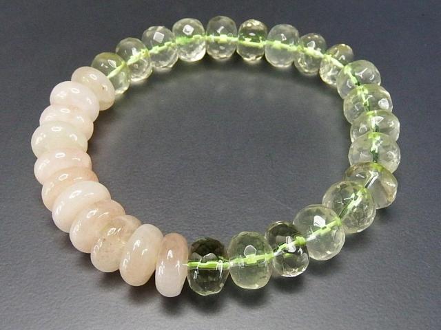 一点物オシャレブレスレット天然石レモンクォーツモルガナイトボタン < 女性アクセサリー/時計  一点物オシャレブレスレット天然石レモンクォーツモルガナイトボタン < 女性アクセサリー/時計の