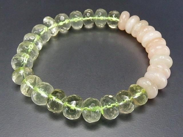 一点物オシャレブレスレット天然石レモンクォーツモルガナイトボタン < 女性アクセサリー/時計  一点物オシャレブレスレット天然石レモンクォーツモルガナイトボタン < 女性アクセサリー/時計の