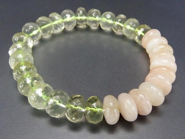 一点物オシャレブレスレット天然石レモンクォーツモルガナイトボタン < 女性アクセサリー/時計  一点物オシャレブレスレット天然石レモンクォーツモルガナイトボタン < 女性アクセサリー/時計の