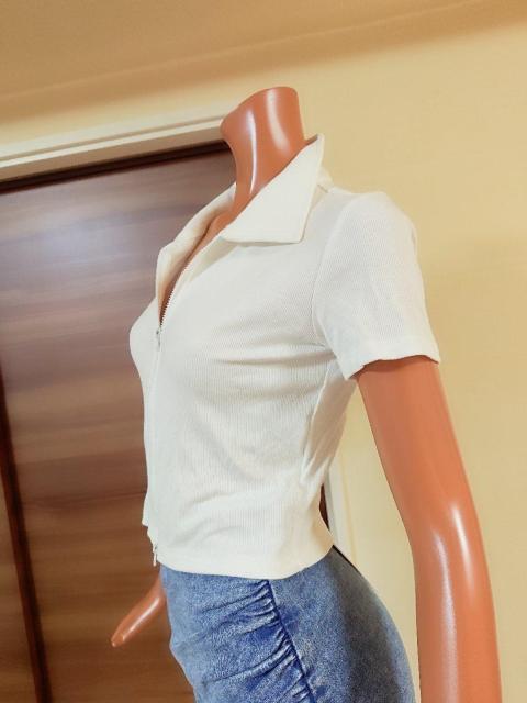 新品★M★ホワイト★両ZIPアップ襟付きカットソー★ < 女性ファッション  新品★M★ホワイト★両ZIPアップ襟付きカットソー★ < 女性ファッションの