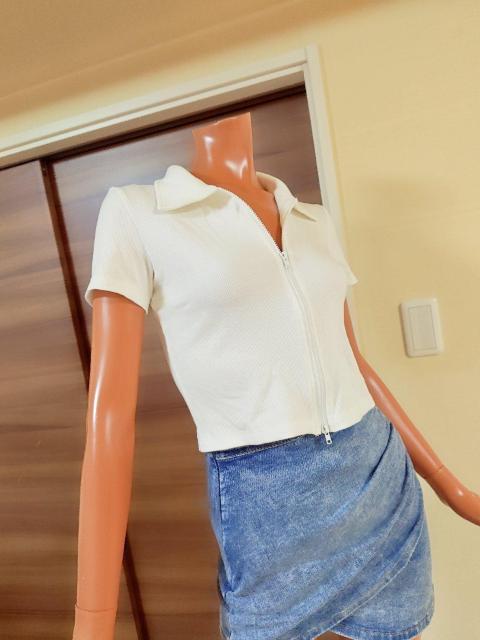 新品★M★ホワイト★両ZIPアップ襟付きカットソー★ < 女性ファッション  新品★M★ホワイト★両ZIPアップ襟付きカットソー★ < 女性ファッションの