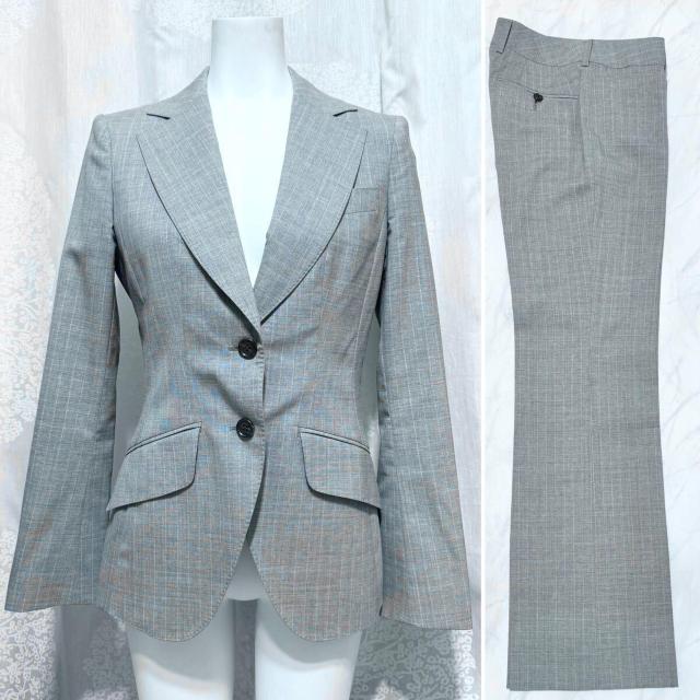 KIYOMI SAITO春夏ストライプ パンツスーツ グレー#38 < 女性ファッション KIYOMI SAITO春夏ストライプ パンツスーツ グレー#38 < 女性ファッションの