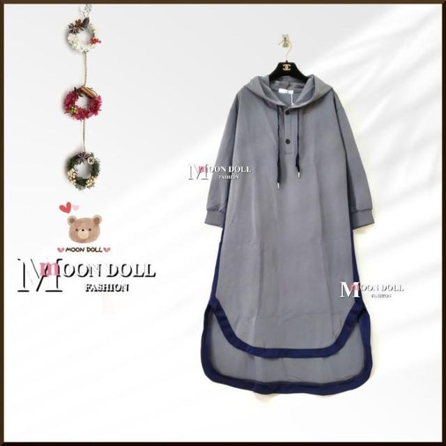 〜3L4L*バイカラーパイピングデザインフード付ワ < 女性ファッション  〜3L4L*バイカラーパイピングデザインフード付ワ < 女性ファッションの