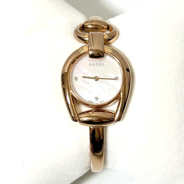 美品 GUCCI グッチ 139.5 ホースビット 3Pダイヤ シェル 腕時計 < ブランド 美品 GUCCI グッチ 139.5 ホースビット 3Pダイヤ シェル 腕時計 < ブランドの