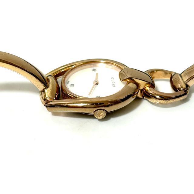 美品 GUCCI グッチ 139.5 ホースビット 3Pダイヤ シェル 腕時計 < ブランド 美品 GUCCI グッチ 139.5 ホースビット 3Pダイヤ シェル 腕時計 < ブランドの