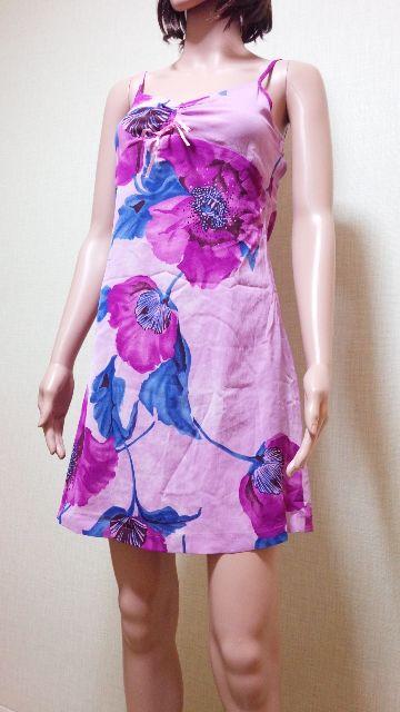極美品☆L・R☆可愛い紫大花柄のいっぱいのふんわりミニワンピW129☆3点で即落 < 女性ファッション  極美品☆L・R☆可愛い紫大花柄のいっぱいのふんわりミニワンピW129☆3点で即落 < 女性ファッションの