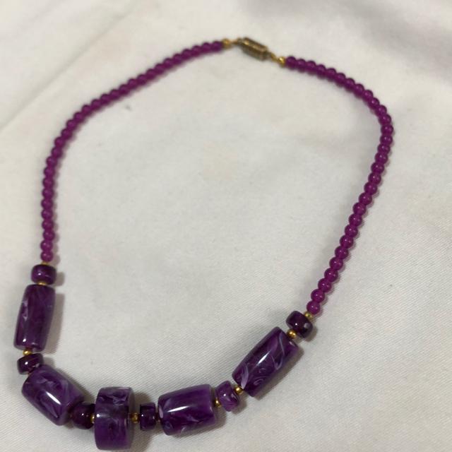 送料無料 紫ガラスネックレス 38センチ < 女性アクセサリー/時計  送料無料 紫ガラスネックレス 38センチ < 女性アクセサリー/時計の