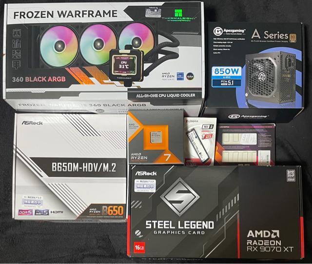 yViQ[~OPCzRyzen7 7800X3D RX9070XT 32GB SSD1TB 850W