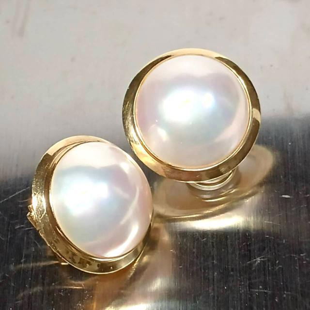 k18 マベパール イヤリング 美品 18.5mm 8.8g 真珠 パール < 女性アクセサリー/時計  k18 マベパール イヤリング 美品 18.5mm 8.8g 真珠 パール  < 女性アクセサリー/時計の