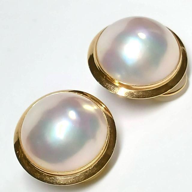 k18 マベパール イヤリング 美品 18.5mm 8.8g 真珠 パール < 女性アクセサリー/時計  k18 マベパール イヤリング 美品 18.5mm 8.8g 真珠 パール < 女性アクセサリー/時計の