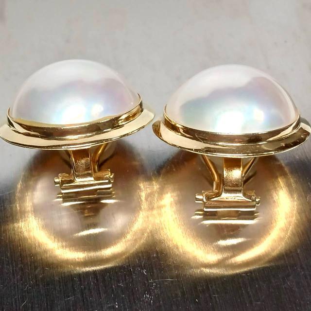k18 マベパール イヤリング 美品 18.5mm 8.8g 真珠 パール < 女性アクセサリー/時計  k18 マベパール イヤリング 美品 18.5mm 8.8g 真珠 パール < 女性アクセサリー/時計の