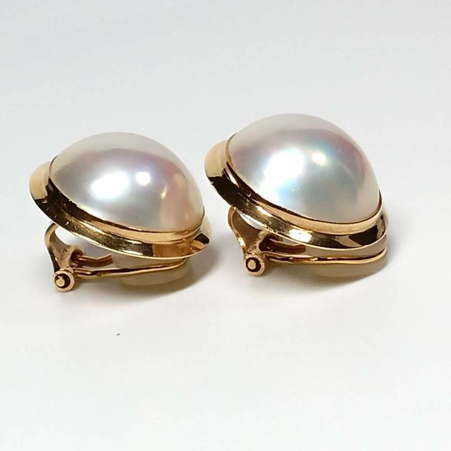 k18 マベパール イヤリング 美品 18.5mm 8.8g 真珠 パール < 女性アクセサリー/時計  k18 マベパール イヤリング 美品 18.5mm 8.8g 真珠 パール < 女性アクセサリー/時計の
