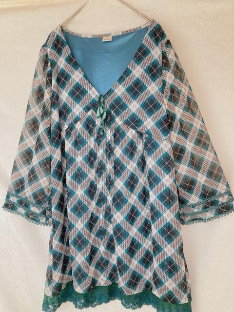 axes femme アクシーズ アーガイル柄 七分袖 チュニック ワンピース M N2m < ブランド  axes femme アクシーズ アーガイル柄 七分袖 チュニック ワンピース M N2m < ブランドの