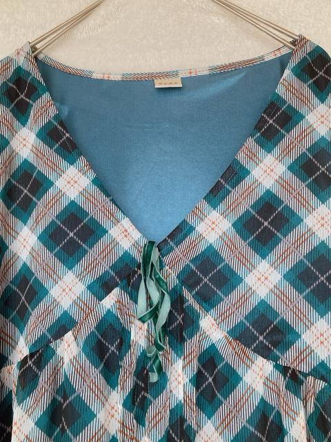 axes femme アクシーズ アーガイル柄 七分袖 チュニック ワンピース M N2m < ブランド  axes femme アクシーズ アーガイル柄 七分袖 チュニック ワンピース M N2m < ブランドの