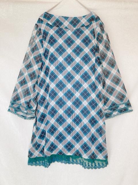 axes femme アクシーズ アーガイル柄 七分袖 チュニック ワンピース M N2m < ブランド  axes femme アクシーズ アーガイル柄 七分袖 チュニック ワンピース M N2m < ブランドの