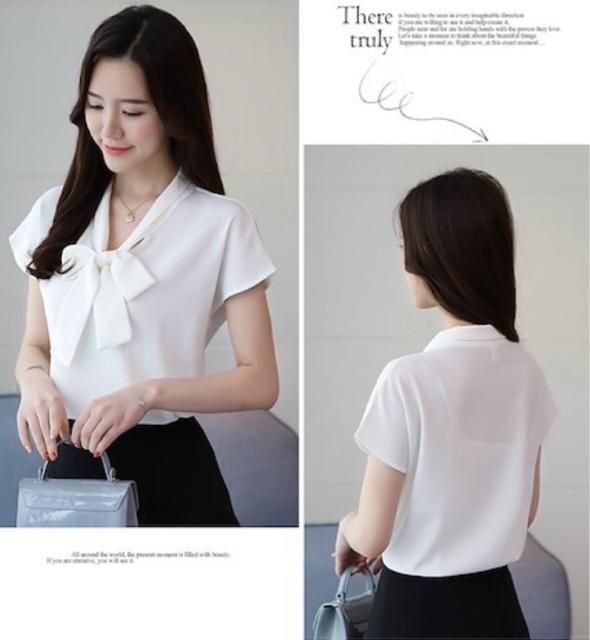 リボンボウタイ白シャツブラウスりぼん半袖ホワイト2wayWhite < 女性ファッション リボンボウタイ白シャツブラウスりぼん半袖ホワイト2wayWhite < 女性ファッションの