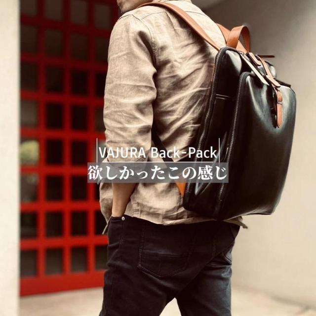 ◆VAJURA 牛本革 デザイナーズバックパック リュック ダブルZIP ラウンドファスナー ブラック◆黒c4 < 男性ファッション  ◆VAJURA 牛本革 デザイナーズバックパック リュック ダブルZIP ラウンドファスナー ブラック◆黒c4 < 男性ファッションの