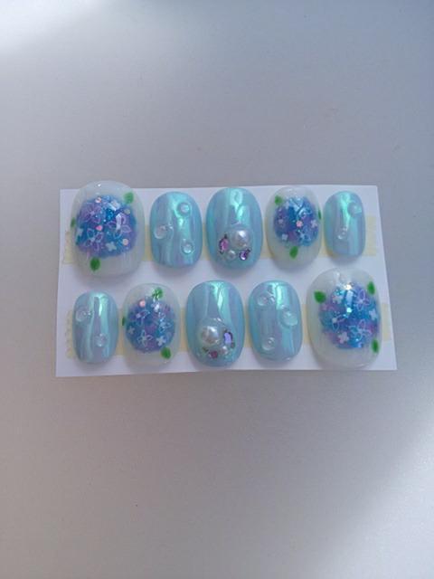 売り切りsale☆ジェルネイル.紫陽花&水滴.梅雨.ショート < 香水/コスメ/ネイル 売り切りsale☆ジェルネイル.紫陽花&水滴.梅雨.ショート < 香水/コスメ/ネイルの