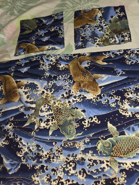 ★新柄紺×滝登り鯉和柄ランチョンマット&コースター2枚3点セット < キッズ/ベビー  ★新柄紺×滝登り鯉和柄ランチョンマット&コースター2枚3点セット  < キッズ/ベビーの