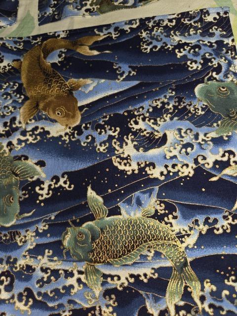 ★新柄紺×滝登り鯉和柄ランチョンマット&コースター2枚3点セット < キッズ/ベビー  ★新柄紺×滝登り鯉和柄ランチョンマット&コースター2枚3点セット < キッズ/ベビーの