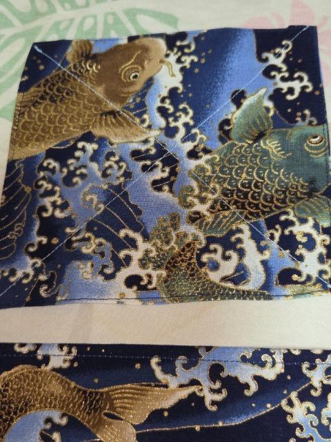 ★新柄紺×滝登り鯉和柄ランチョンマット&コースター2枚3点セット < キッズ/ベビー  ★新柄紺×滝登り鯉和柄ランチョンマット&コースター2枚3点セット < キッズ/ベビーの