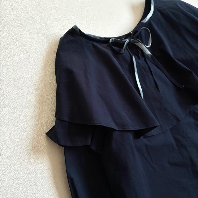 ◆美品◆ブルーレーベルクレストブリッジ◆リボンフリル長袖ブラウス◆ネイビー◆M < 女性ファッション ◆美品◆ブルーレーベルクレストブリッジ◆リボンフリル長袖ブラウス◆ネイビー◆M < 女性ファッションの