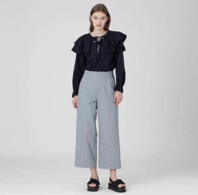 ◆美品◆ブルーレーベルクレストブリッジ◆リボンフリル長袖ブラウス◆ネイビー◆M < 女性ファッション ◆美品◆ブルーレーベルクレストブリッジ◆リボンフリル長袖ブラウス◆ネイビー◆M < 女性ファッションの