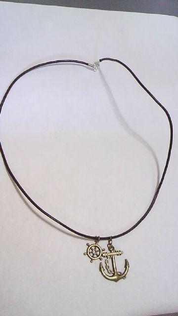 チョーカー本革紐ブラウンイカリ操舵輪チャーム < 女性アクセサリー/時計  チョーカー本革紐ブラウンイカリ操舵輪チャーム  < 女性アクセサリー/時計の