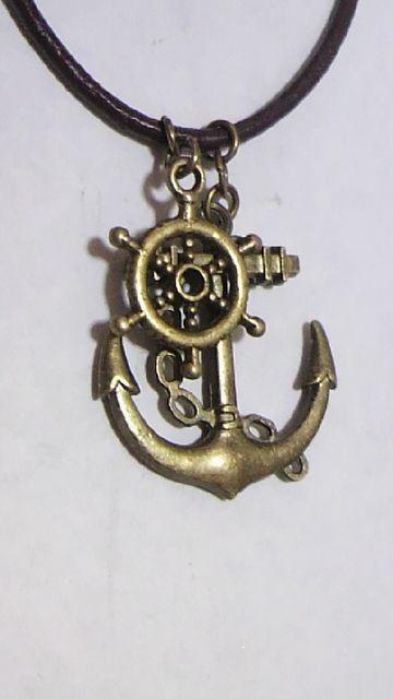 チョーカー本革紐ブラウンイカリ操舵輪チャーム < 女性アクセサリー/時計  チョーカー本革紐ブラウンイカリ操舵輪チャーム < 女性アクセサリー/時計の