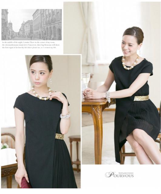 丸井購入●定価15,400円●アシンメトリービジュードレス●黒ブラック●アコーディオンスカート ビーズ●POURVOUS < 女性ファッション  丸井購入●定価15,400円●アシンメトリービジュードレス●黒ブラック●アコーディオンスカート ビーズ●POURVOUS < 女性ファッションの