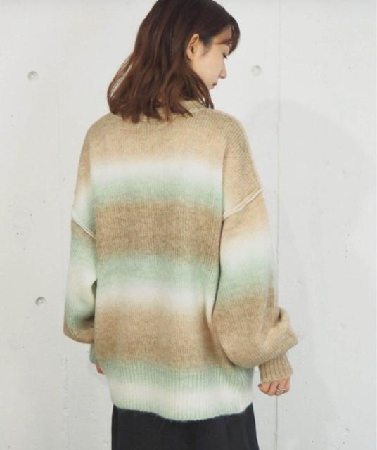 tiptop フリーサイズ グラデーションカラー ルーズニットカーディガン グリーン系 ゆったりニット Vネックニット < 女性ファッション  tiptop フリーサイズ グラデーションカラー ルーズニットカーディガン グリーン系 ゆったりニット Vネックニット < 女性ファッションの