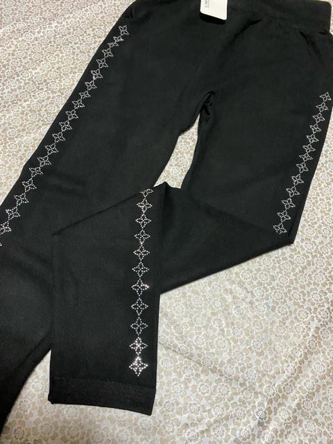 レギンス  キラキララインストーン付き クローバー柄 ブラック 大きいサイズ < 女性ファッション  レギンス  キラキララインストーン付き クローバー柄 ブラック 大きいサイズ < 女性ファッションの