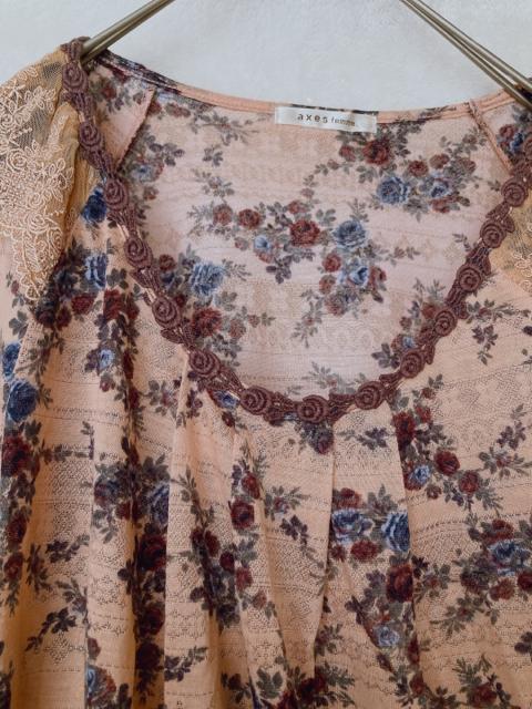 axes アクシーズ 七部袖 花柄 ラグラン チュニック トップス M レース N2m < ブランド  axes アクシーズ 七部袖 花柄 ラグラン チュニック トップス M レース N2m < ブランドの