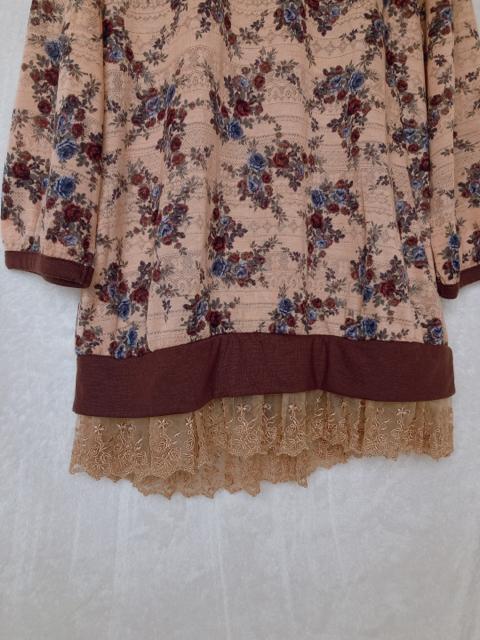 axes アクシーズ 七部袖 花柄 ラグラン チュニック トップス M レース N2m < ブランド  axes アクシーズ 七部袖 花柄 ラグラン チュニック トップス M レース N2m < ブランドの