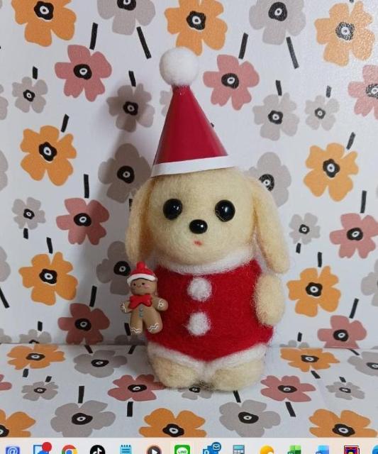 サンタ犬の羊毛フェルトぬいぐるみ < ペット/手芸/園芸 サンタ犬の羊毛フェルトぬいぐるみ < ペット/手芸/園芸の