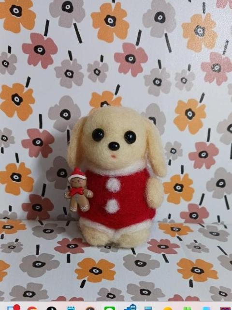 サンタ犬の羊毛フェルトぬいぐるみ < ペット/手芸/園芸 サンタ犬の羊毛フェルトぬいぐるみ < ペット/手芸/園芸の