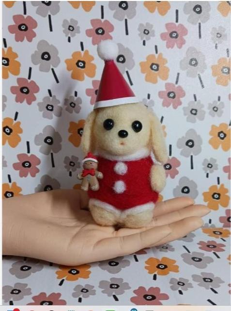 サンタ犬の羊毛フェルトぬいぐるみ < ペット/手芸/園芸 サンタ犬の羊毛フェルトぬいぐるみ < ペット/手芸/園芸の