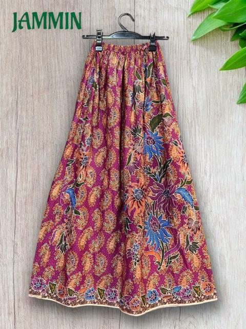 バティック花柄ロングスカート アジアン エスニック ヒッピー カラフル < 女性ファッション バティック花柄ロングスカート アジアン エスニック ヒッピー カラフル < 女性ファッションの