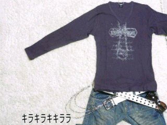 《New》悪羅悪羅★かすれクロス*テレコ・vネック*ロンTee < 男性ファッション  《New》悪羅悪羅★かすれクロス*テレコ・vネック*ロンTee  < 男性ファッションの