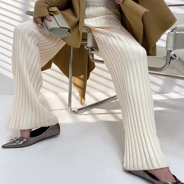 送料無料 新品 ニットパンツレディース セミフレアパンツ < 女性ファッション  送料無料 新品 ニットパンツレディース セミフレアパンツ < 女性ファッションの