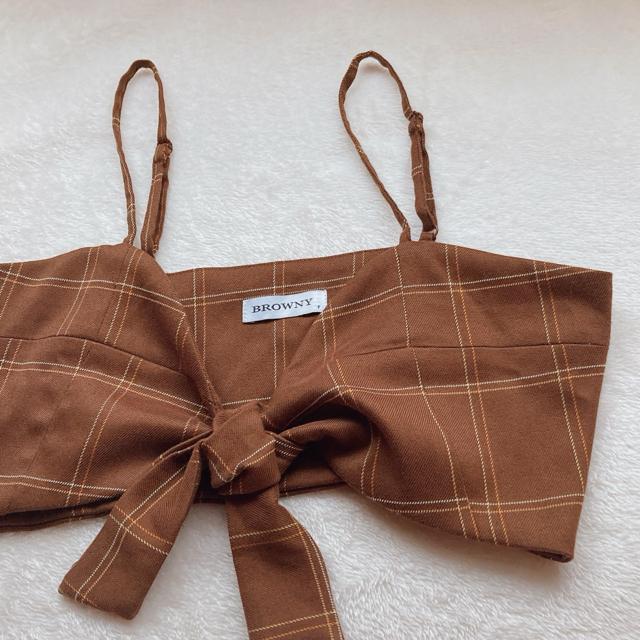 BROWNY チェック ミニ丈 キャミソール ビスチェ F チューブトップ風 茶 N2m < 女性ファッション  BROWNY チェック ミニ丈 キャミソール ビスチェ F チューブトップ風 茶 N2m < 女性ファッションの