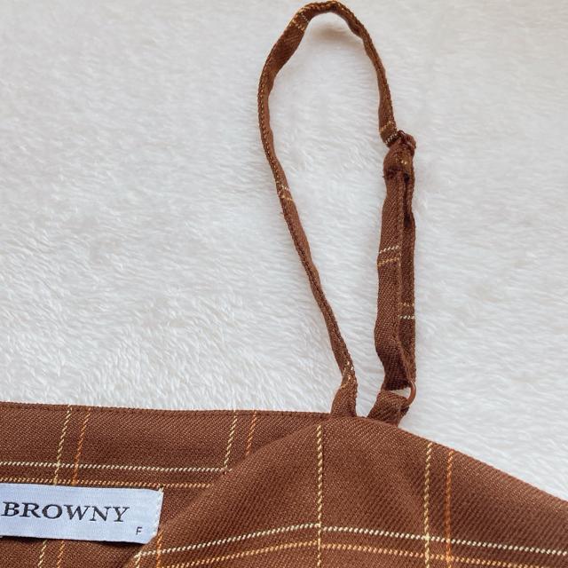 BROWNY チェック ミニ丈 キャミソール ビスチェ F チューブトップ風 茶 N2m < 女性ファッション  BROWNY チェック ミニ丈 キャミソール ビスチェ F チューブトップ風 茶 N2m < 女性ファッションの