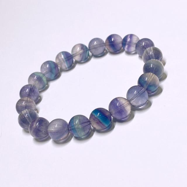 《No.502》高品質パープルブルーフローライトブレスレット 9.5ミリ 16センチ < 女性アクセサリー/時計  《No.502》高品質パープルブルーフローライトブレスレット 9.5ミリ 16センチ  < 女性アクセサリー/時計の