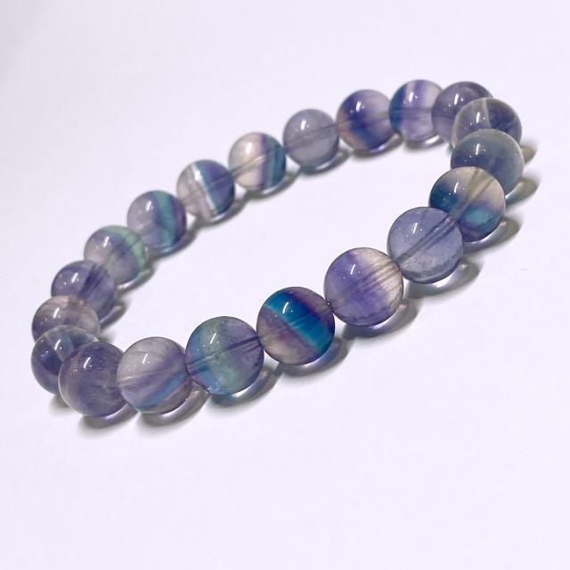 《No.502》高品質パープルブルーフローライトブレスレット 9.5ミリ 16センチ < 女性アクセサリー/時計  《No.502》高品質パープルブルーフローライトブレスレット 9.5ミリ 16センチ < 女性アクセサリー/時計の
