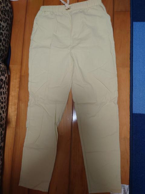 新品未使用 オフホワイト麻パンツ サイズL ウエストゴム < 女性ファッション  新品未使用 オフホワイト麻パンツ サイズL ウエストゴム  < 女性ファッションの