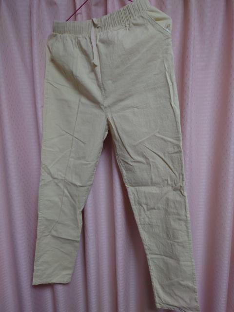 新品未使用 オフホワイト麻パンツ サイズL ウエストゴム < 女性ファッション  新品未使用 オフホワイト麻パンツ サイズL ウエストゴム < 女性ファッションの