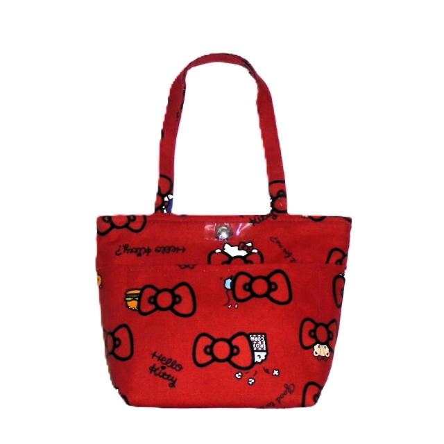 ◆ちょっと持ちお散歩ミニバッグ◆キティちゃん・ちらり黒リボン×赤地◆外ポケA内@ < 女性ファッション ◆ちょっと持ちお散歩ミニバッグ◆キティちゃん・ちらり黒リボン×赤地◆外ポケA内@ < 女性ファッションの